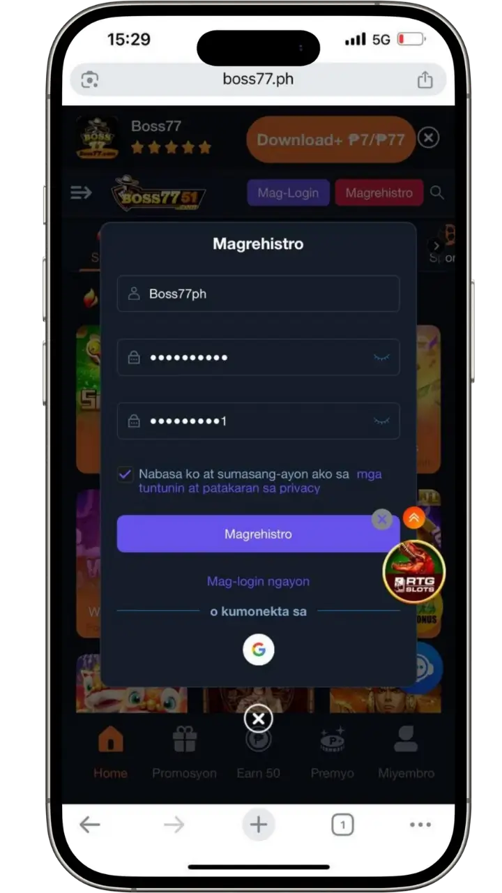 Boss77 Magrehistro: Mabilis, Ligtas at Kumpletong Gabay 2 Boss77 Magrehistro
